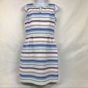 Tommy Hilfiger Sz 4 Blue Striped  100% Cotton Sleeveless Dress